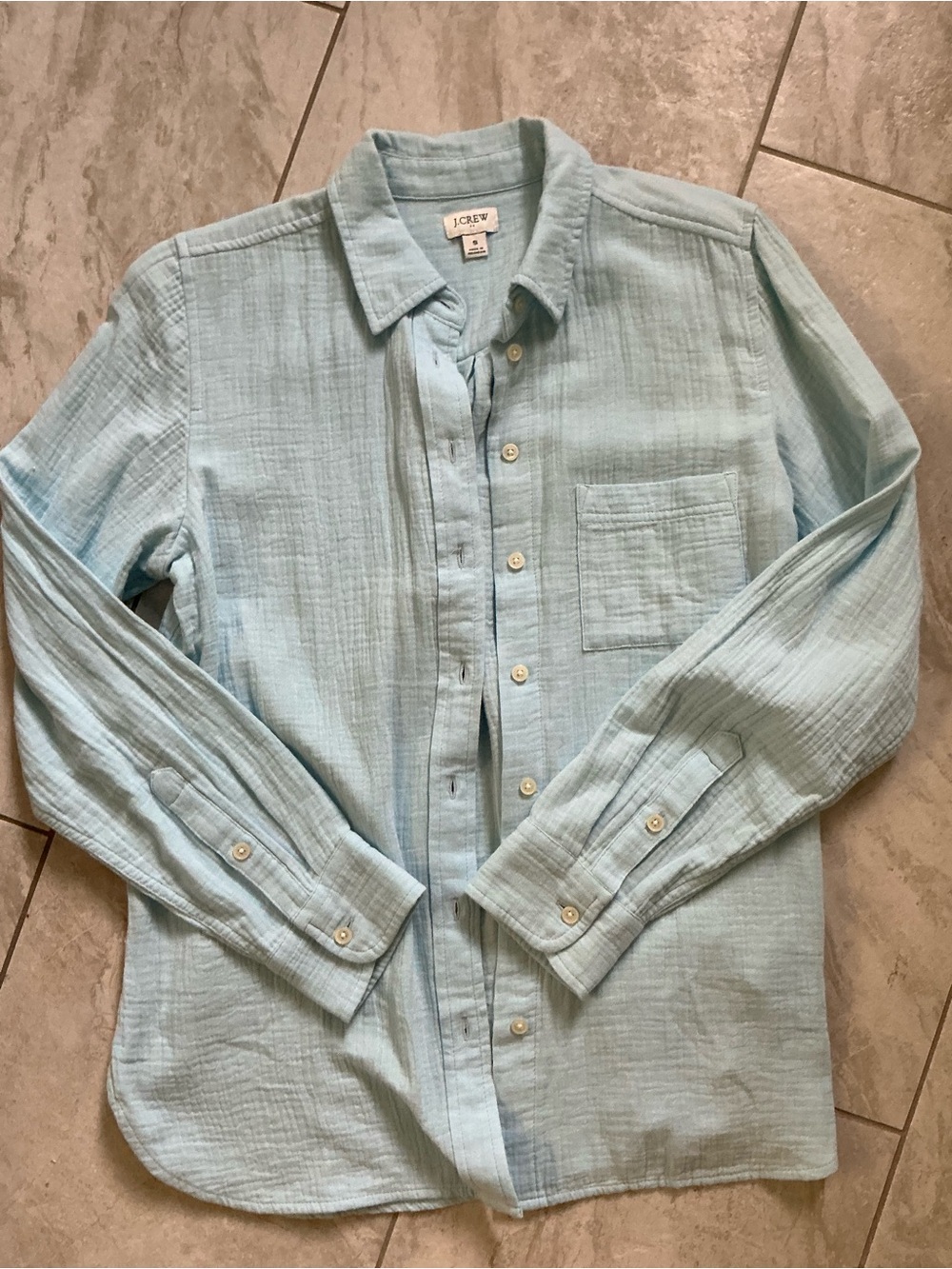 J. Crew Pale Blue Cotton Gauze Button-Down Shirt